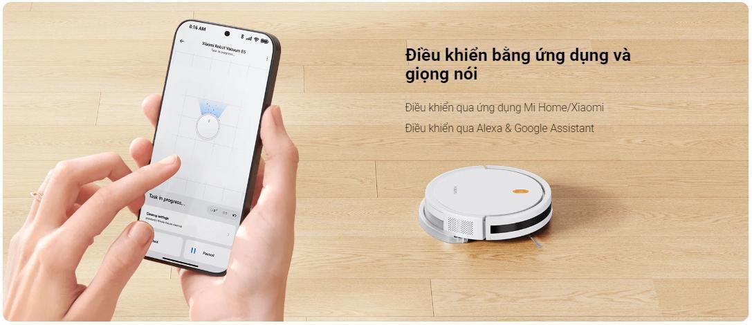 robot hút bụi lau nhà xiaomi vacuum e5 màu trắng