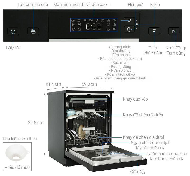 máy rửa bát độc lập hafele hdw-f60eb (538.21.310)