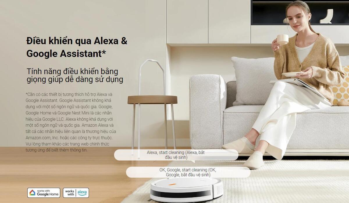 robot hút bụi lau nhà xiaomi vacuum e5 màu trắng