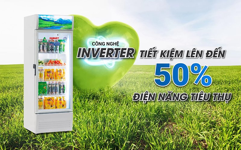 tủ mát sanaky 350 lít vh-3589k3 dàn đồng inverter