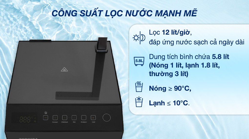 máy lọc nước ro nóng nguội lạnh toshiba twp-w2396svn(m) 10 lõi