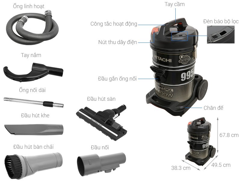 máy hút bụi công nghiệp hitachi cv-995hc 24cv cgb