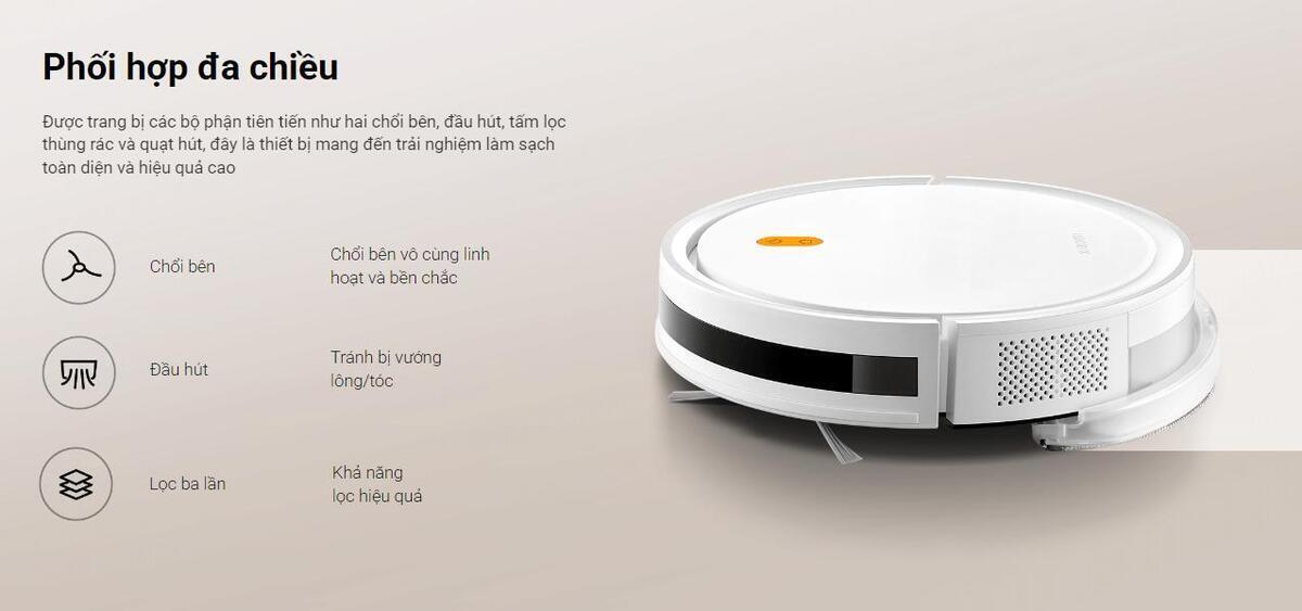 robot hút bụi lau nhà xiaomi vacuum e5 màu trắng
