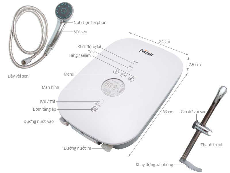 máy nước nóng ferroli divo sdp 4.5kw bạc