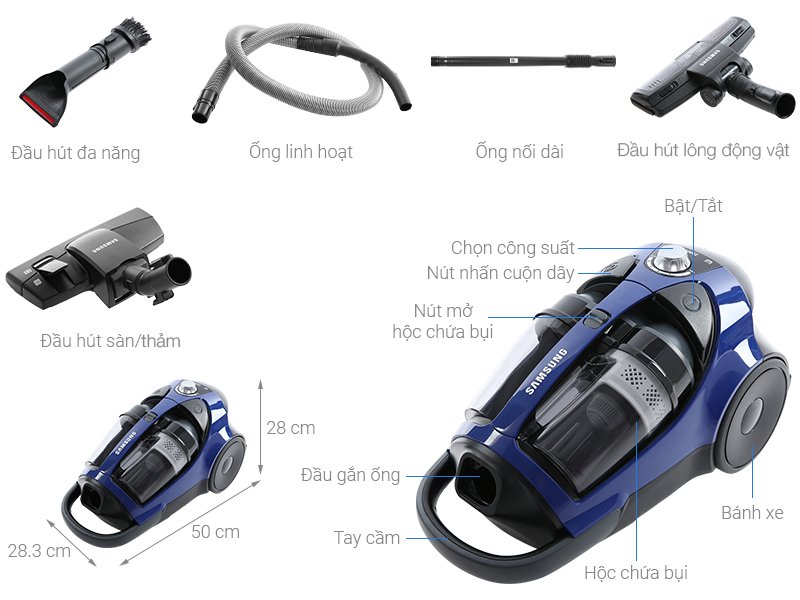 máy hút bụi dạng hộp samsung vcc8836v36/xsv