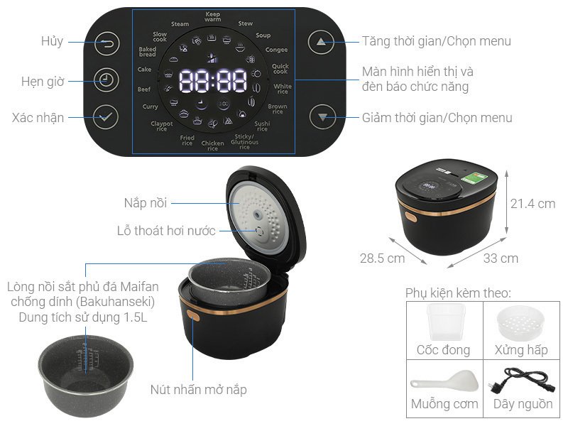 nồi cơm cao tần philips 1.5 lít hd4539/62