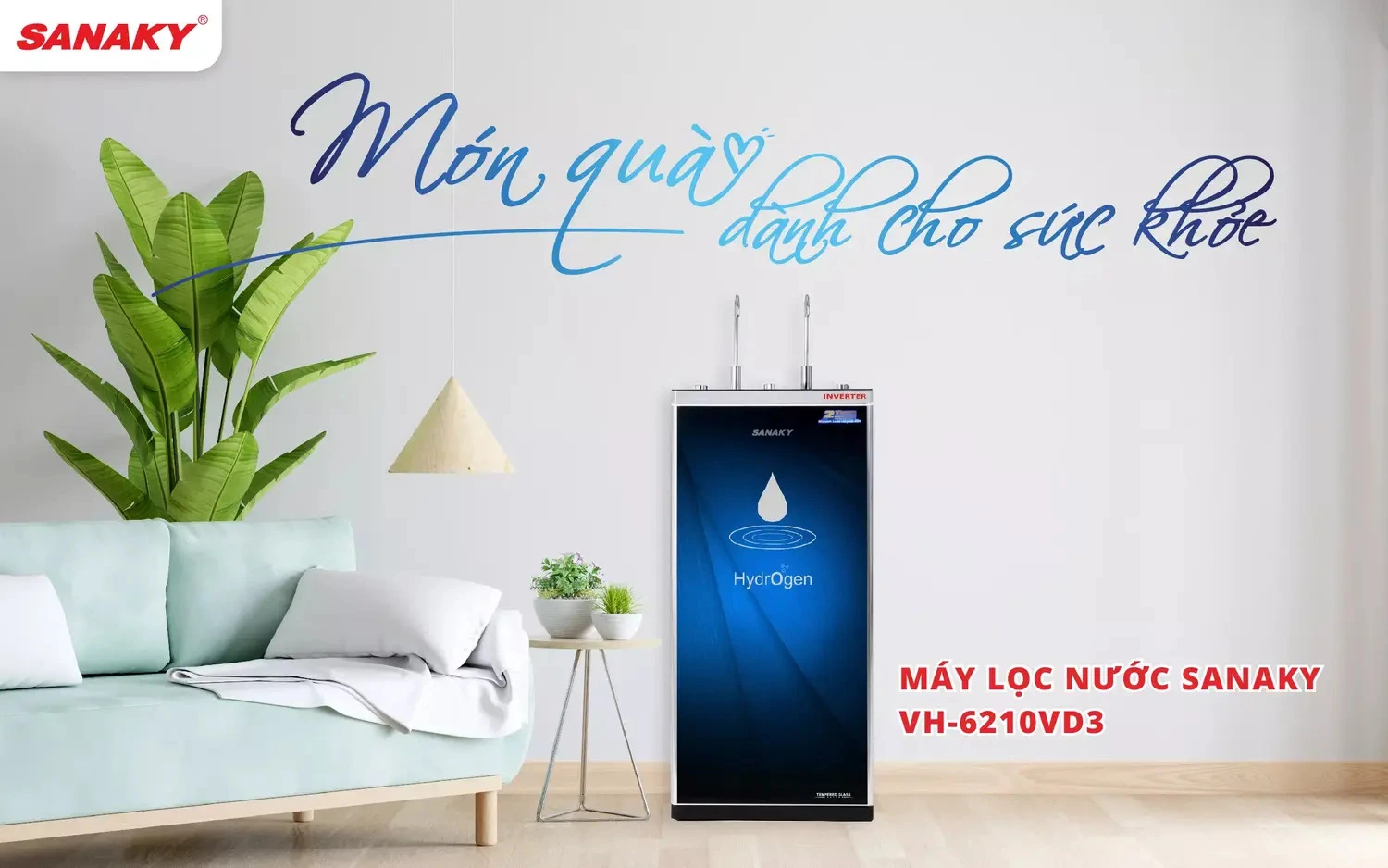 máy lọc nước nóng lạnh nguội inverter sanaky vh-6210vd3 10 lõi