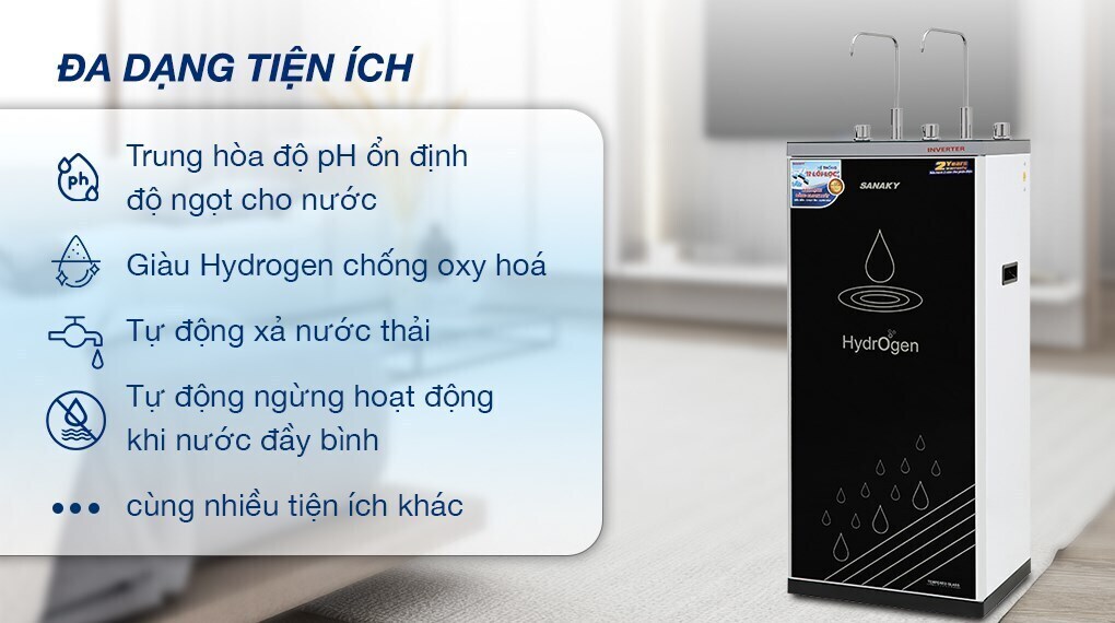 máy lọc nước ro nóng nguội lạnh sanaky inverter vh202hy3 11 lõi