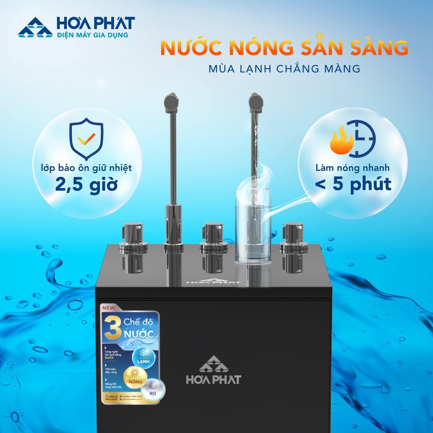 máy lọc nước ro nóng nguội lạnh hòa phát hpn668