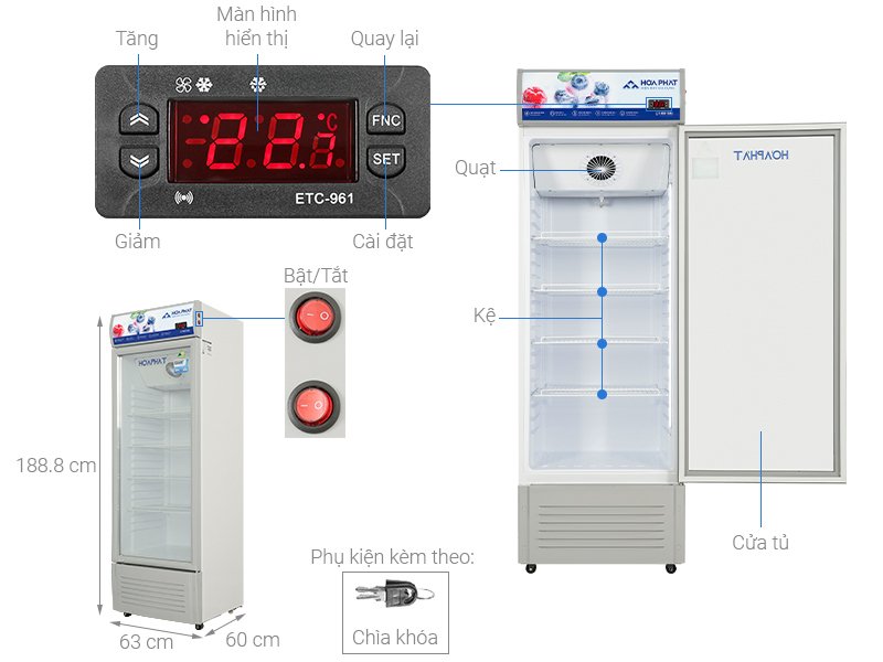 tủ mát hoà phát 280 lít hsr d6280