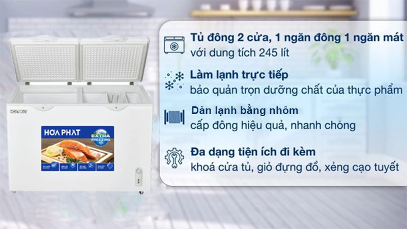 tủ đông hòa phát 2 ngăn 2 cánh 245 lít hpf bn6245