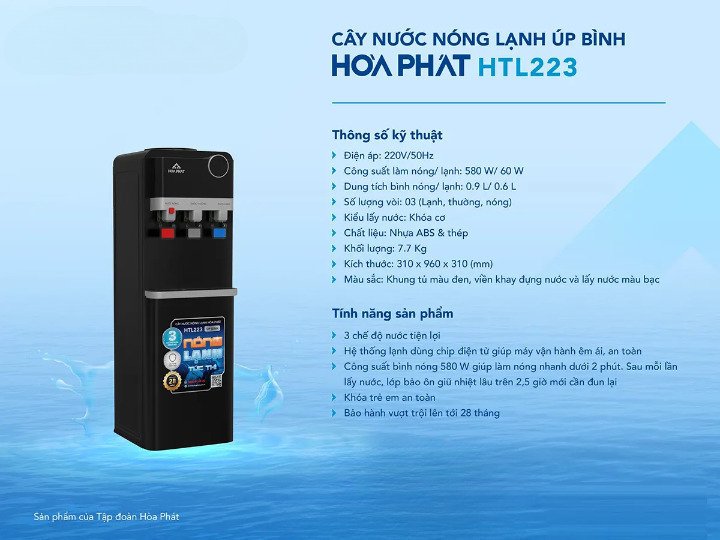 cây nước nóng lạnh úp bình hòa phát htl223