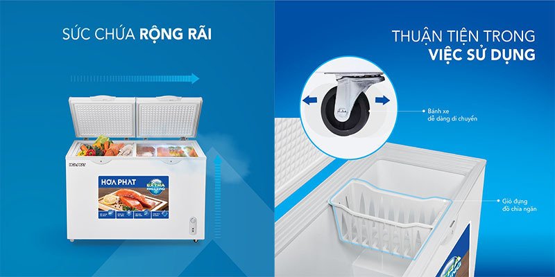 tủ đông hòa phát 2 ngăn 2 cánh 245 lít hpf bn6245