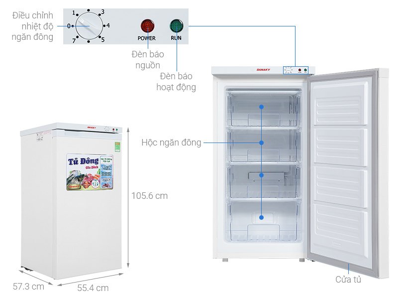 tủ đông đứng sanaky 118 lít vh-160vd