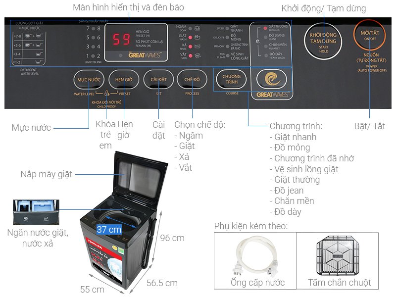 máy giặt toshiba inverter 10 kg aw-dm1100pv(kk)