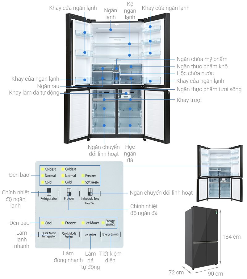tủ lạnh hitachi inverter 569 lít multi door r-wb640pgv1 gmg