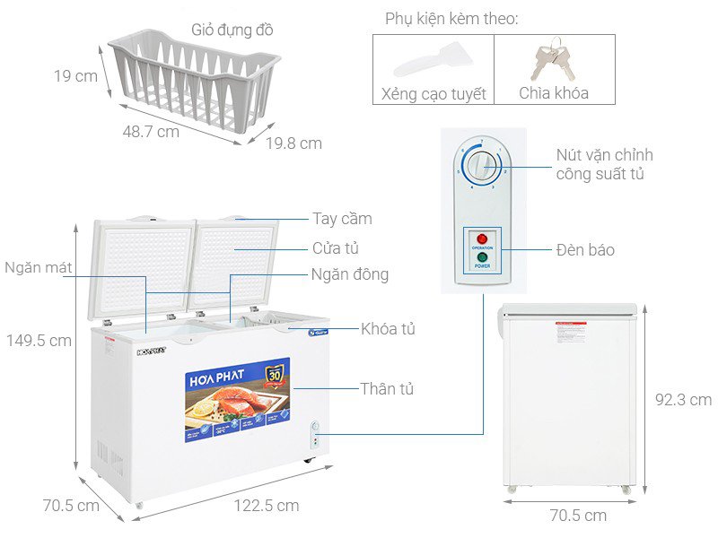 tủ đông hòa phát inverter 271 lít hpf bd8271