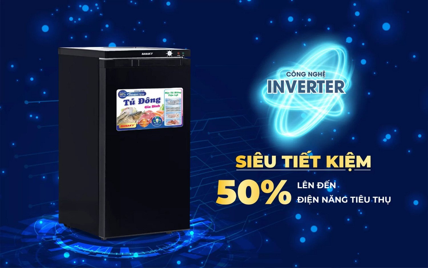 tủ đông đứng sanaky inverter 118 lít vh-160vd3