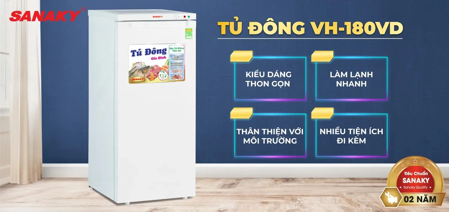 tủ đông sanaky 150 lít vh-180vd