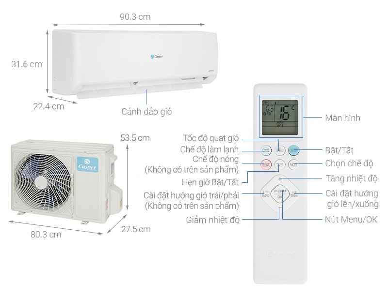 máy lạnh casper inverter 2 hp gc-18is33