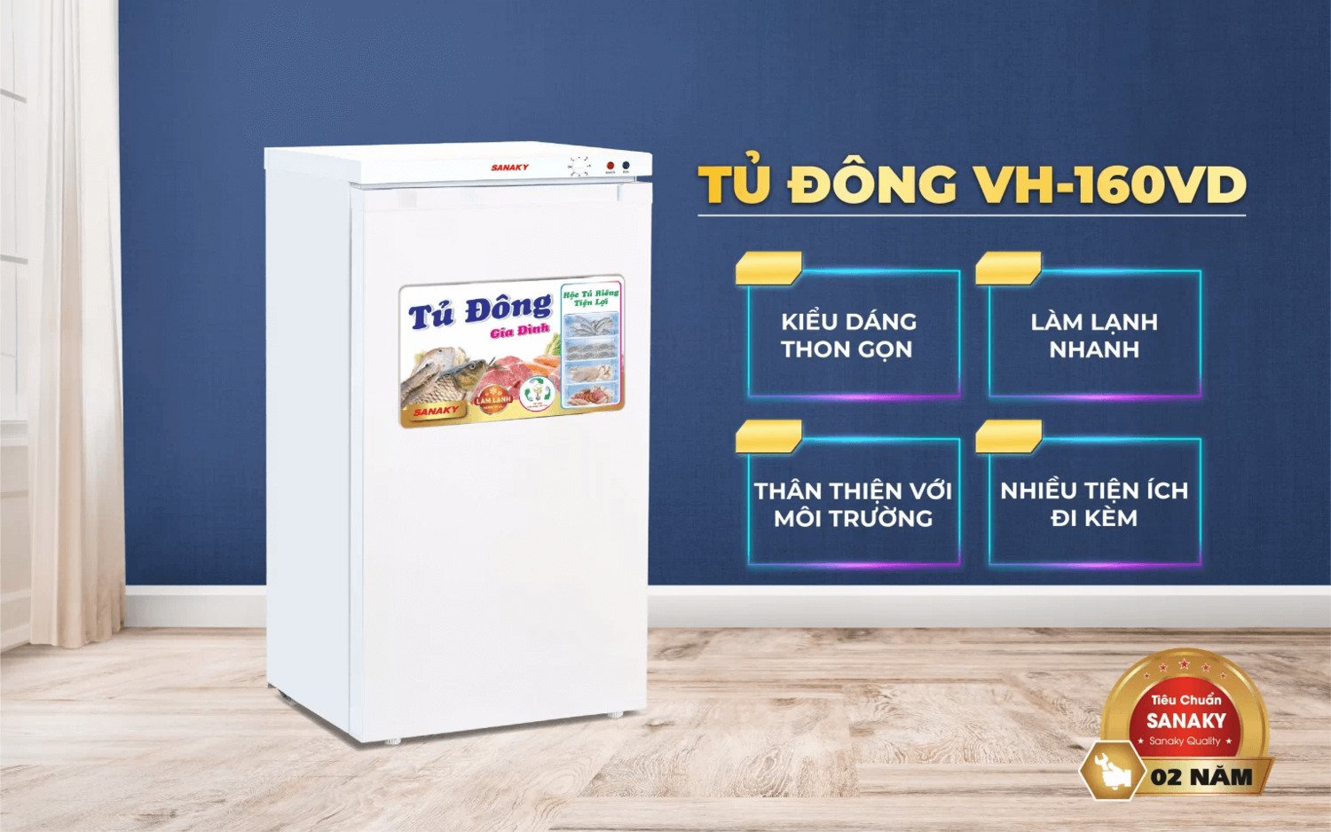 tủ đông đứng sanaky 118 lít vh-160vd