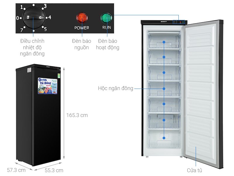 tủ đông đứng sanaky inverter 213 lít vh-230vd3