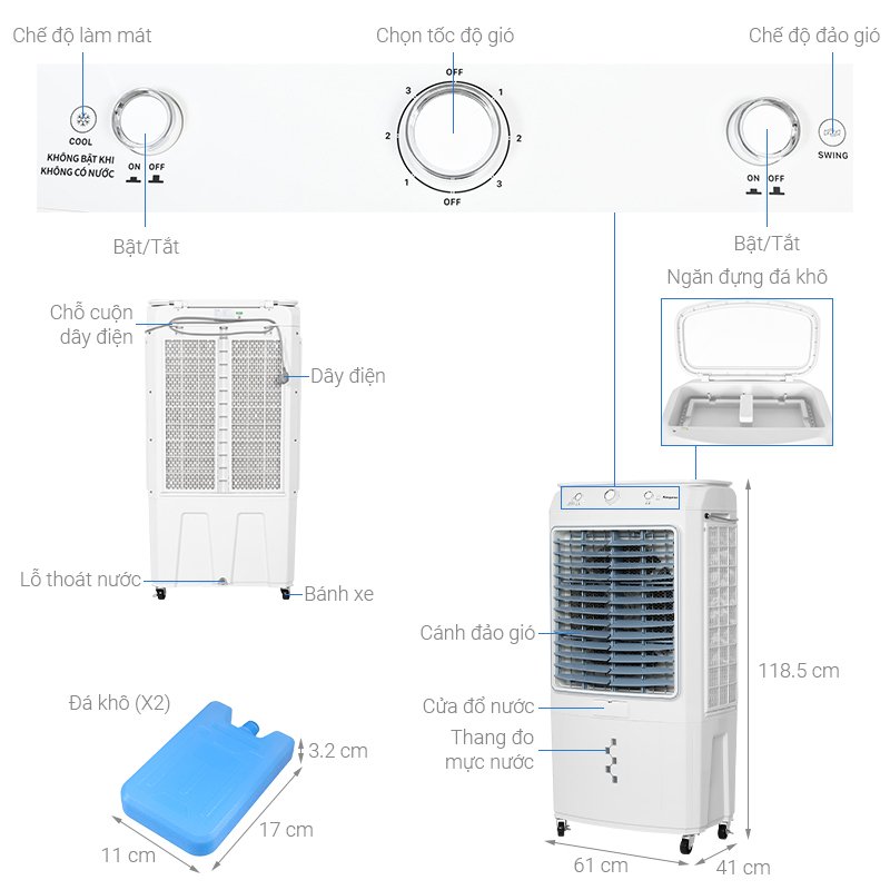 máy làm mát kangaroo kg50f88 200w