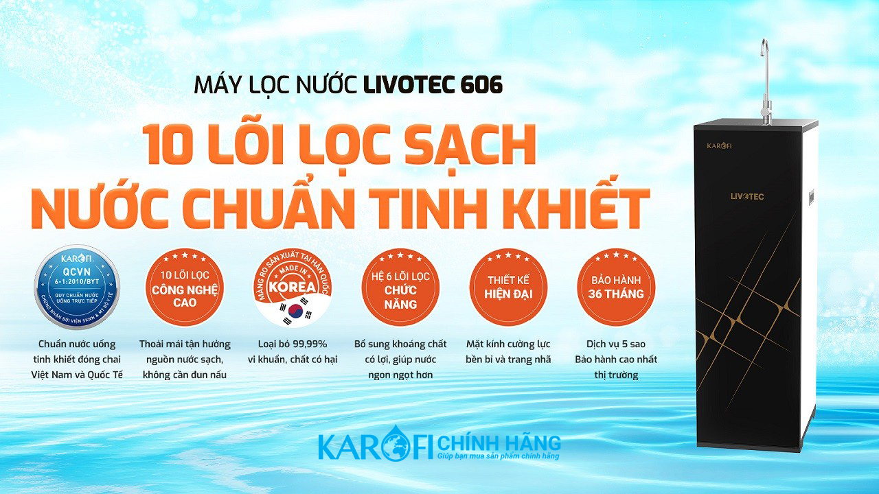 máy lọc nước ro karofi livotec 606 10 lõi