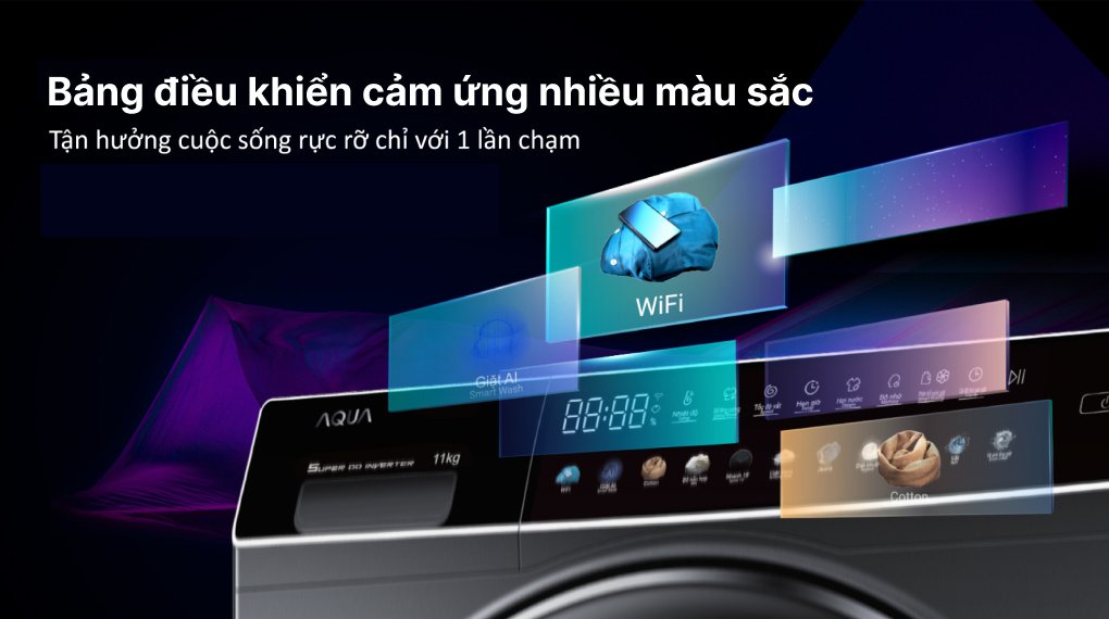 máy giặt aqua inverter 11 kg aqd-dw1100j.bk