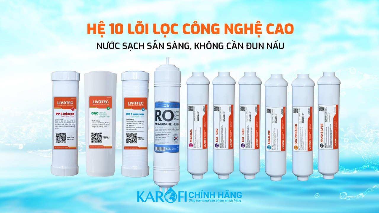 máy lọc nước ro karofi livotec 606 10 lõi