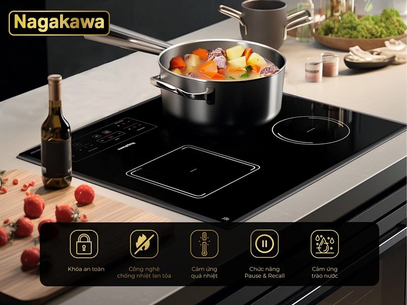 bếp ba 2 điện từ 1 hồng ngoại nagakawa nag1253m