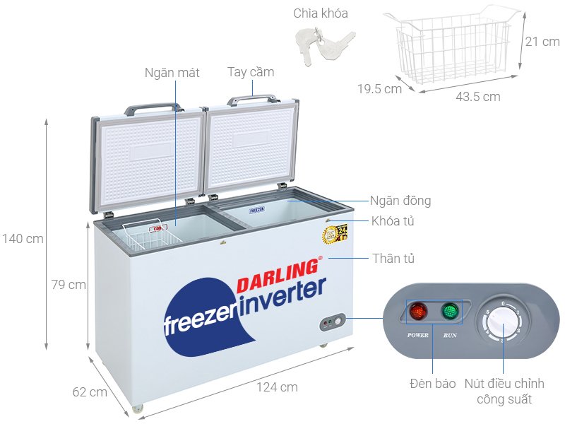 tủ đông mát inverter 2 ngăn darling dmf-3999wi2