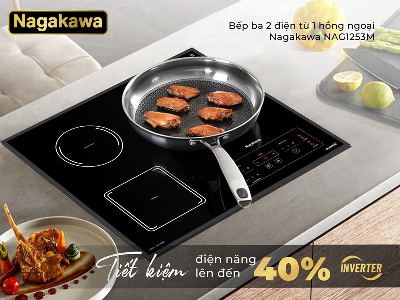 bếp ba 2 điện từ 1 hồng ngoại nagakawa nag1253m