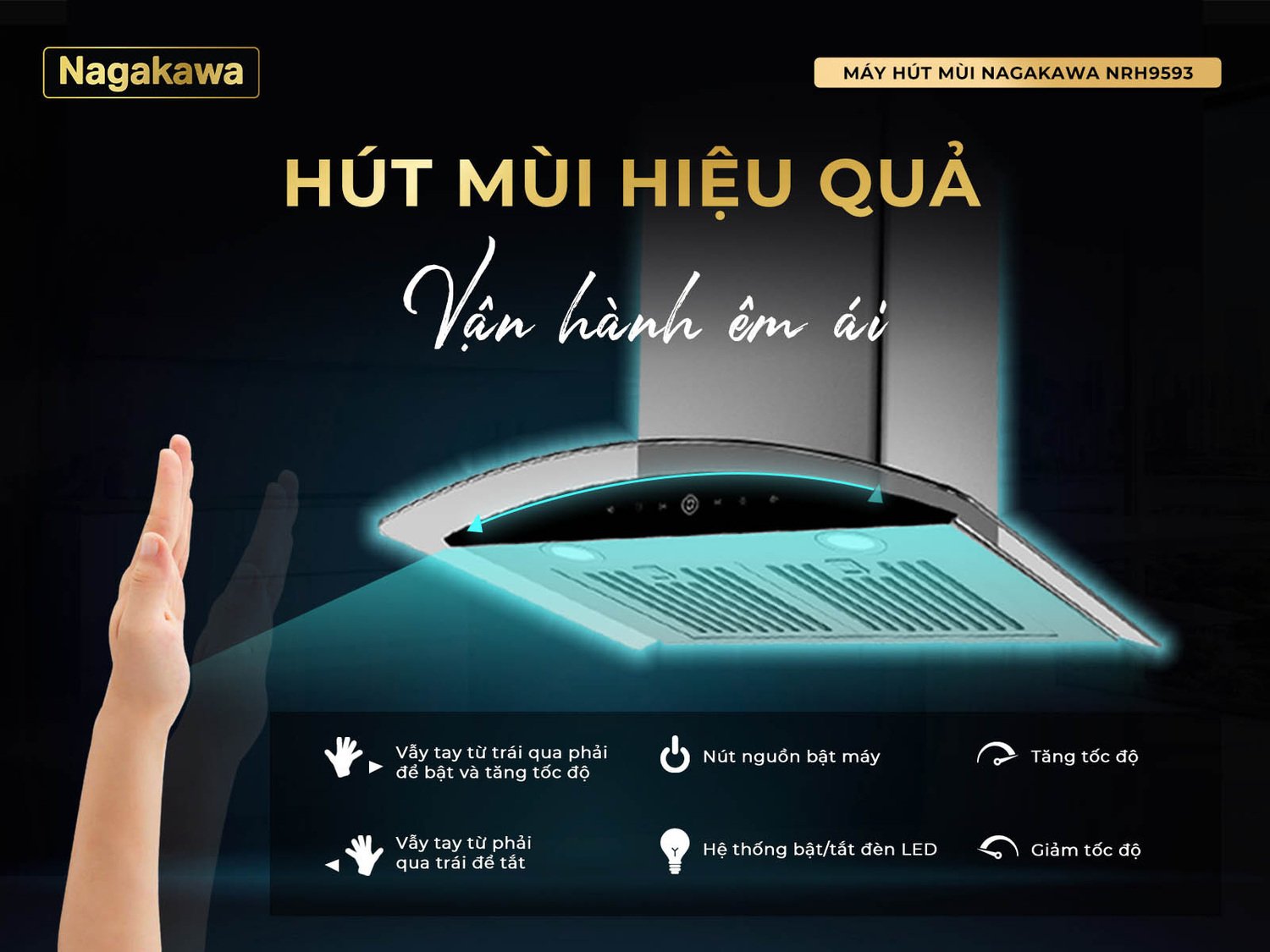 máy hút mùi nagakawa nrh9593 kính cong