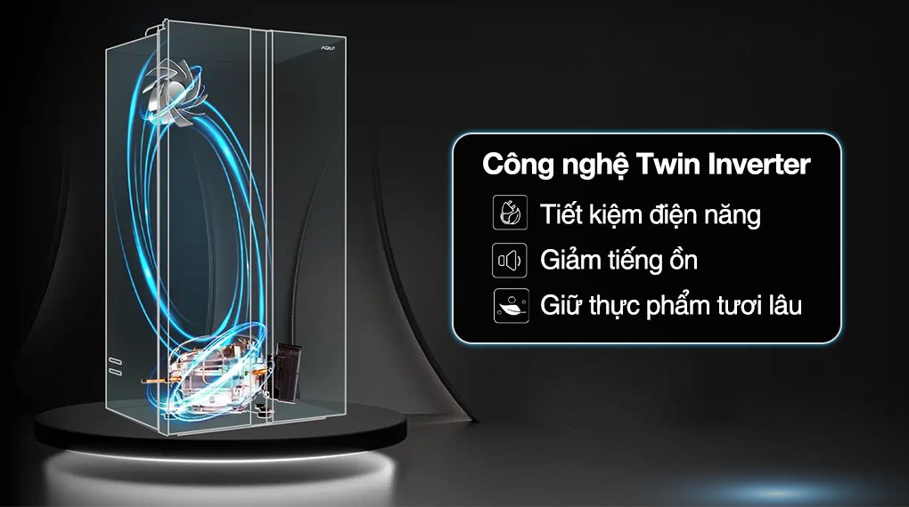 tủ lạnh aqua inverter 646 lít side by side aqr-s682xa(slb)