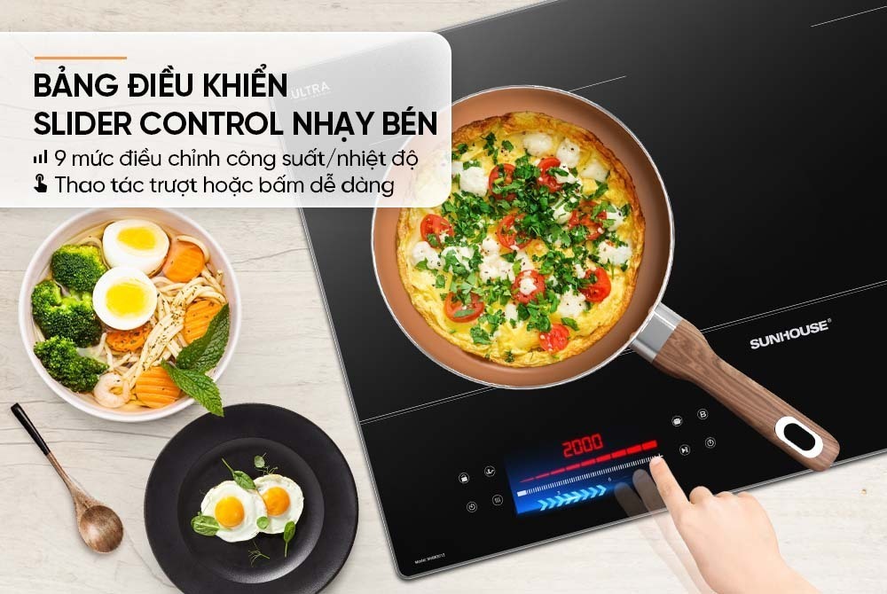 bếp đôi điện từ sunhouse shb82012