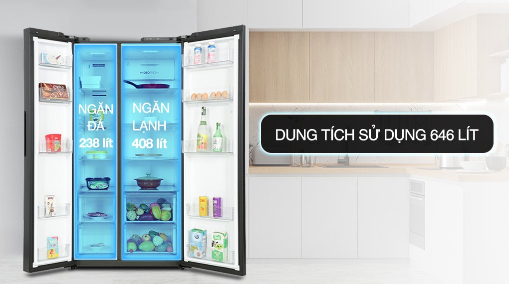 tủ lạnh aqua inverter 646 lít side by side aqr-s682xa(slb)