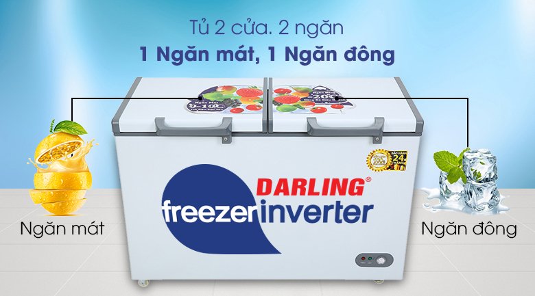 tủ đông mát inverter 2 ngăn darling dmf-3999wi2