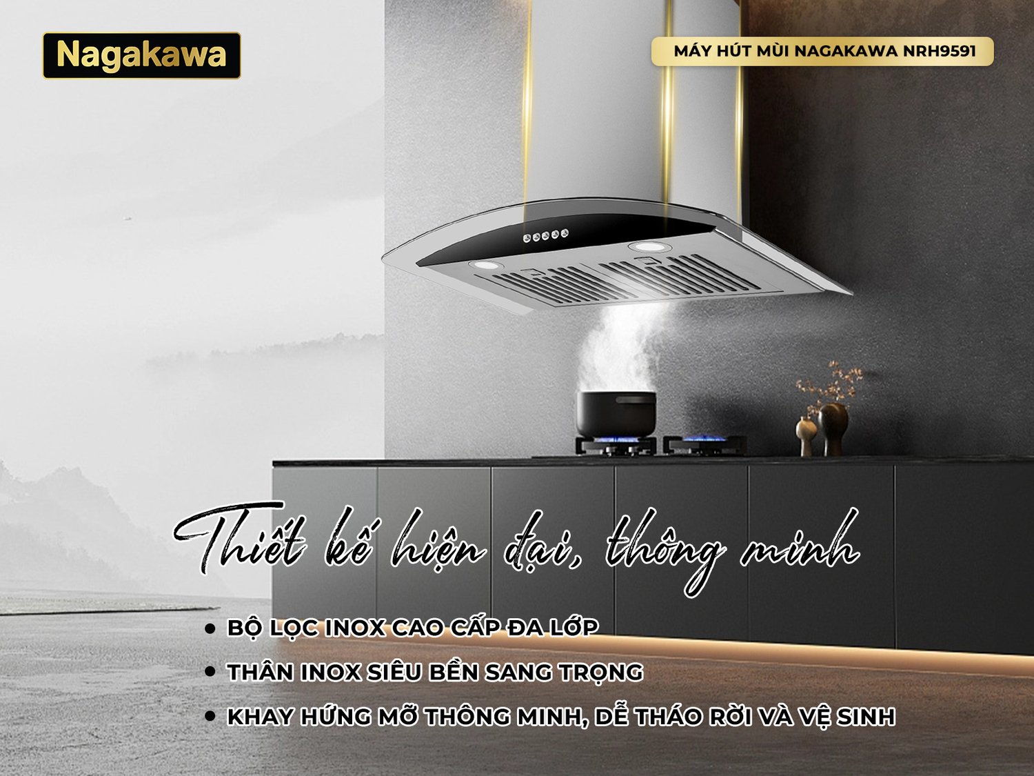 máy hút mùi nagakawa nrh9591 kính cong