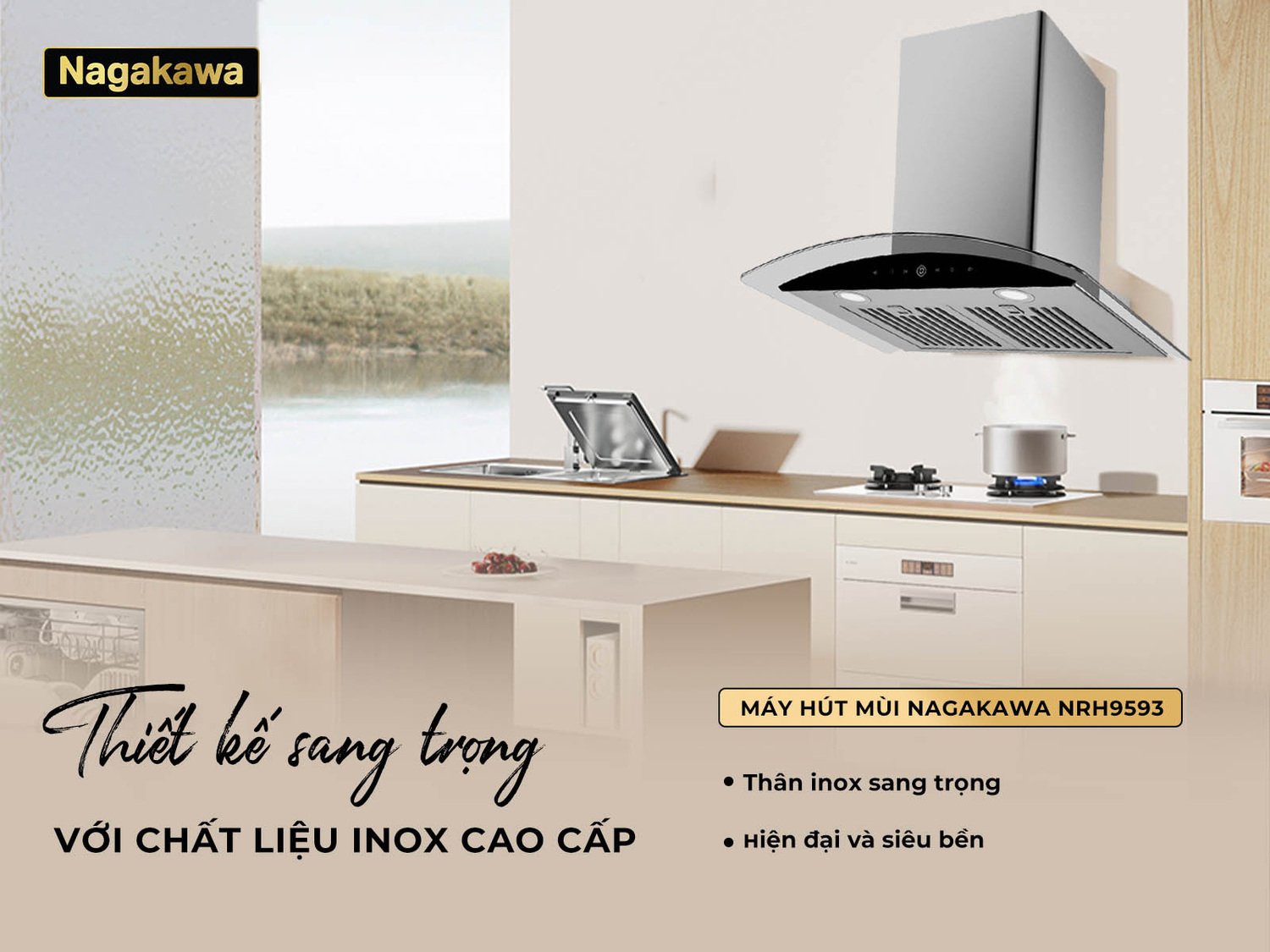 máy hút mùi nagakawa nrh9593 kính cong