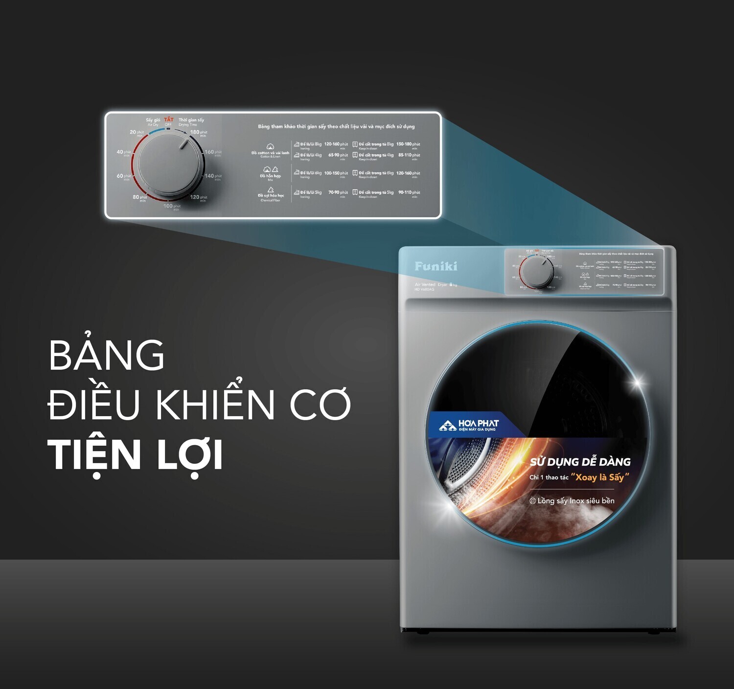 máy sấy thông hơi funiki 8kg hd v680ag
