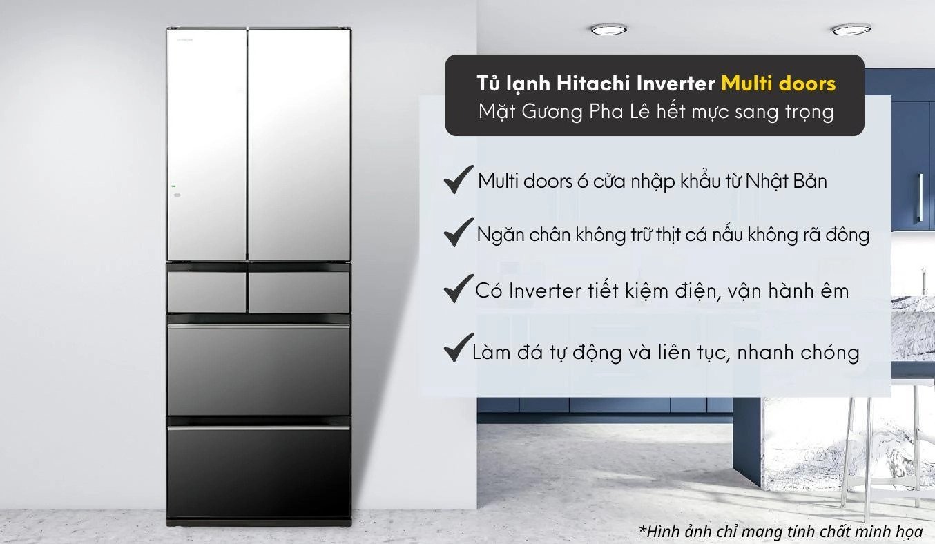 tủ lạnh hitachi inverter 617 lít r-hw620rv x