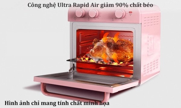 nồi chiên không dầu hawonkoo 18 lít afh-180-pk hồng