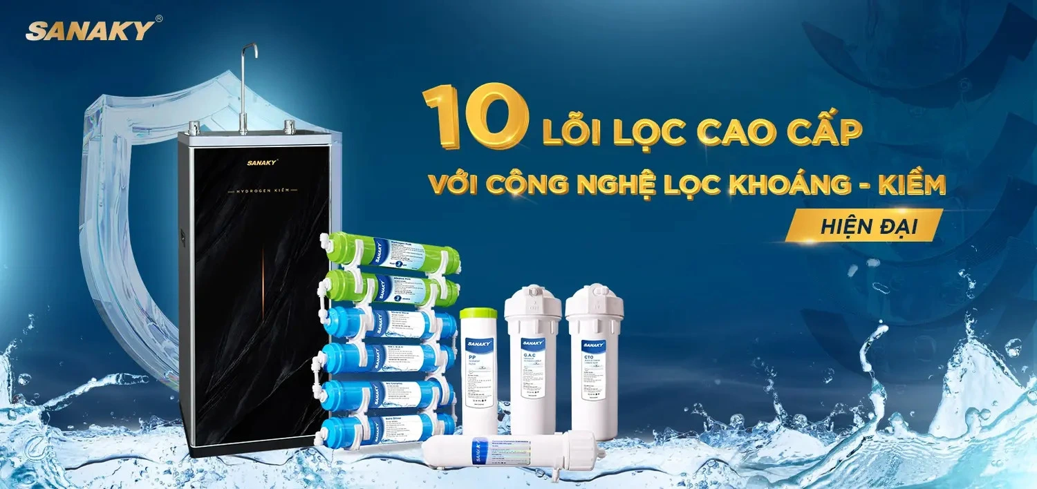 máy lọc nước sanaky hydrogen kiềm 10 lõi snk-e1hk007