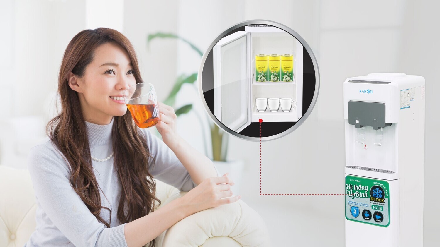 cây nóng lạnh karofi úp bình hc16