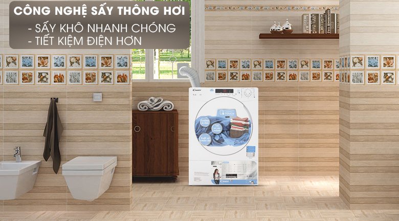 máy sấy thông hơi candy 9.0kg cse v9df-s