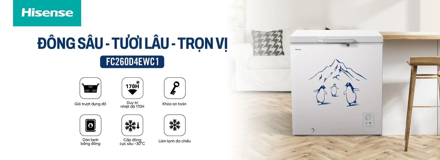 tủ đông hisense 202 lít fc260d4ewc1
