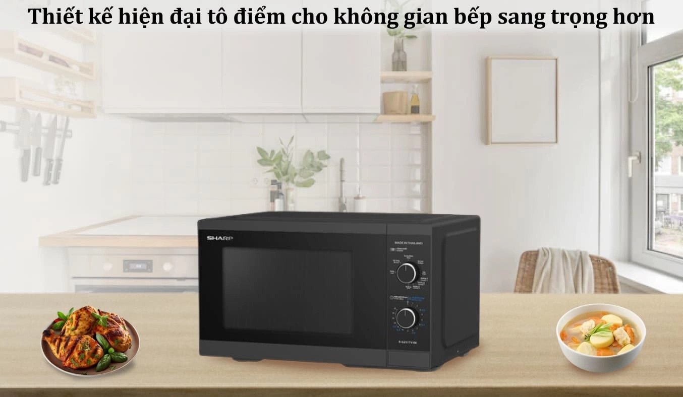 lò vi sóng có nướng sharp 25 lít r-g251tv-bk