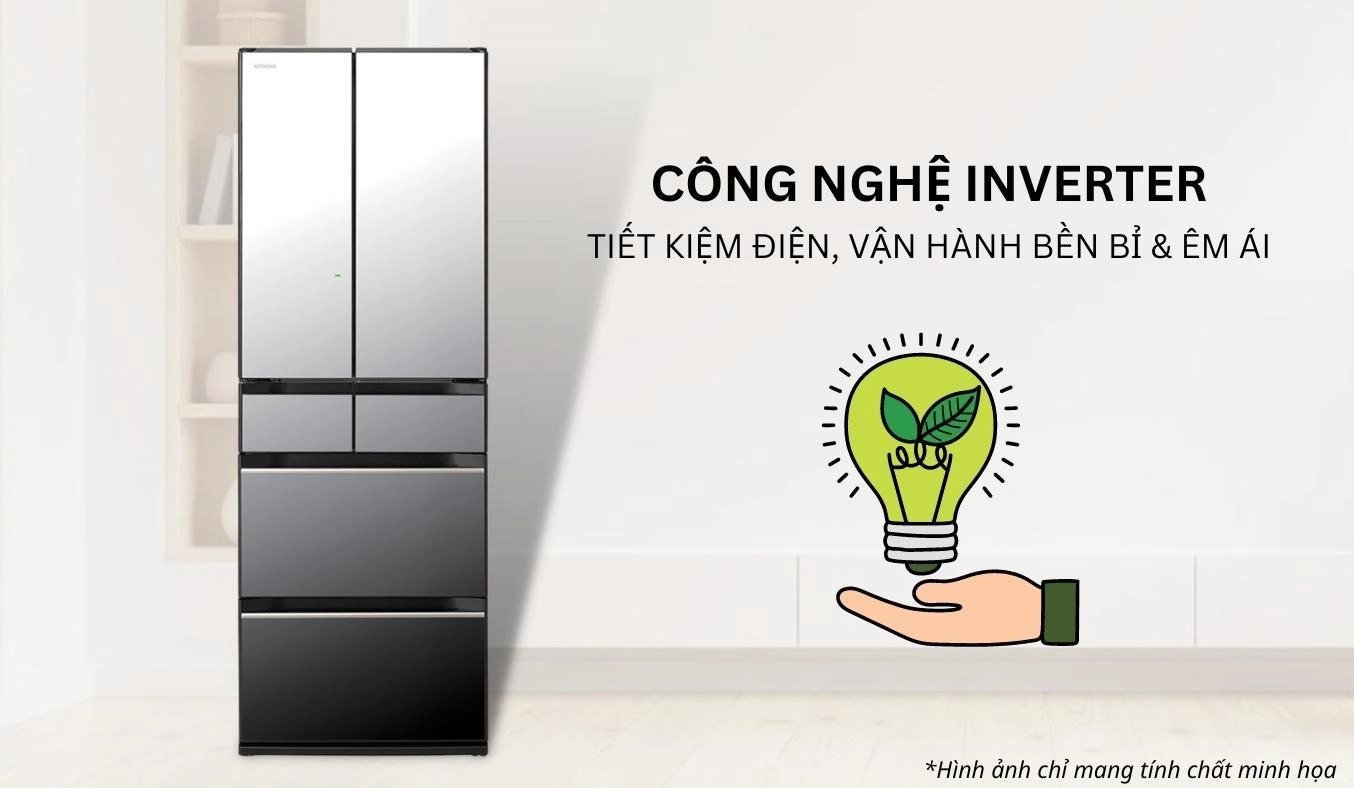 tủ lạnh hitachi inverter 617 lít r-hw620rv x