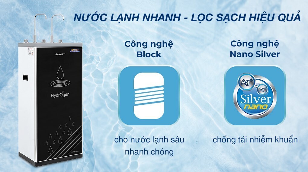 máy lọc nước ro nóng nguội lạnh sanaky 11 lõi vh202hy